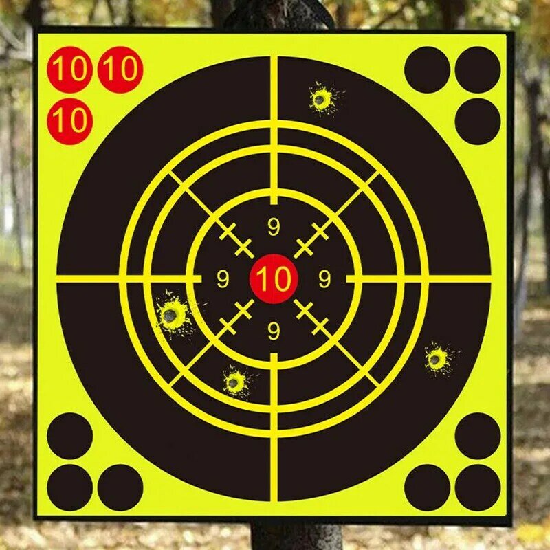 10 Buah Stiker Target Stiker Tembak (Mata Banteng) Roll Target Stiker Perca Percikan & Reaktif (Dampak Warna) Berperekat Otomatis 6 Inci 15Cm