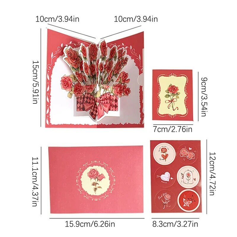 水彩花のグリーティングカード、封筒の花束、パッケージ、誕生日の祝福のカード、バレンタインギフト