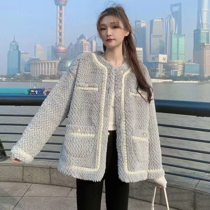 Women's Autumn Winter 2024 New Loose Thickened Imitation Faux Fur Jackets Integrated Fragrant Lamb Hair Coat