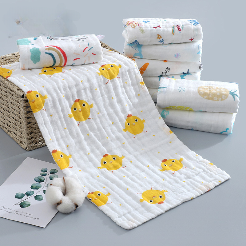 Baby Towel 100% Cotton Bath Towel 6 Layers Gauze Face Washcloth Squares Hand Wipe Newborn Bathing Feeding Kids Handkerchief