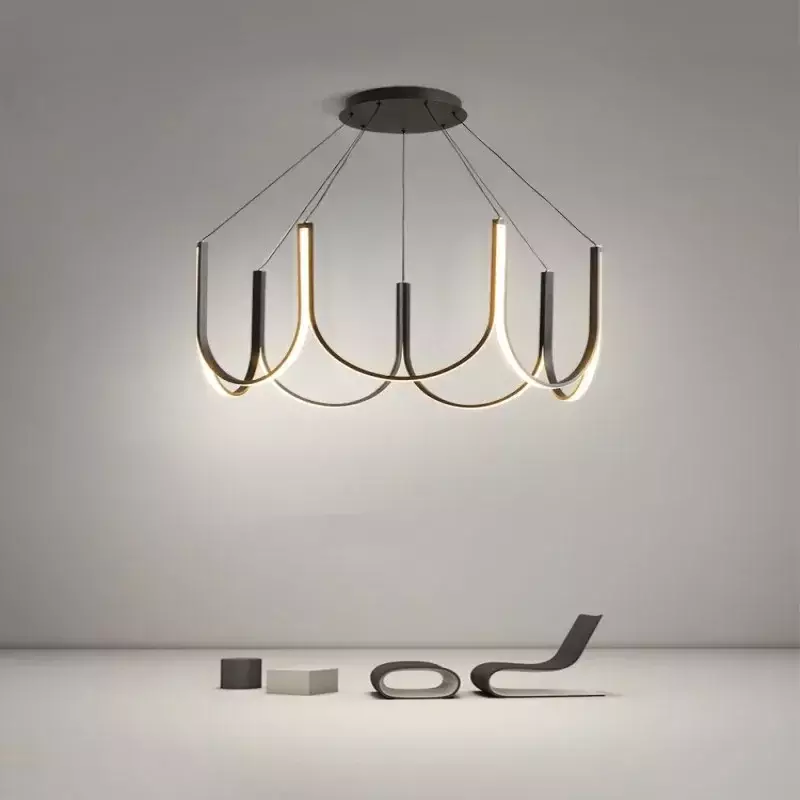 Lampadario moderno a LED a forma di U per soggiorno sala da pranzo Hotel camera da letto studio lampade a sospensione decorazioni per interni apparecchio di illuminazione lustro