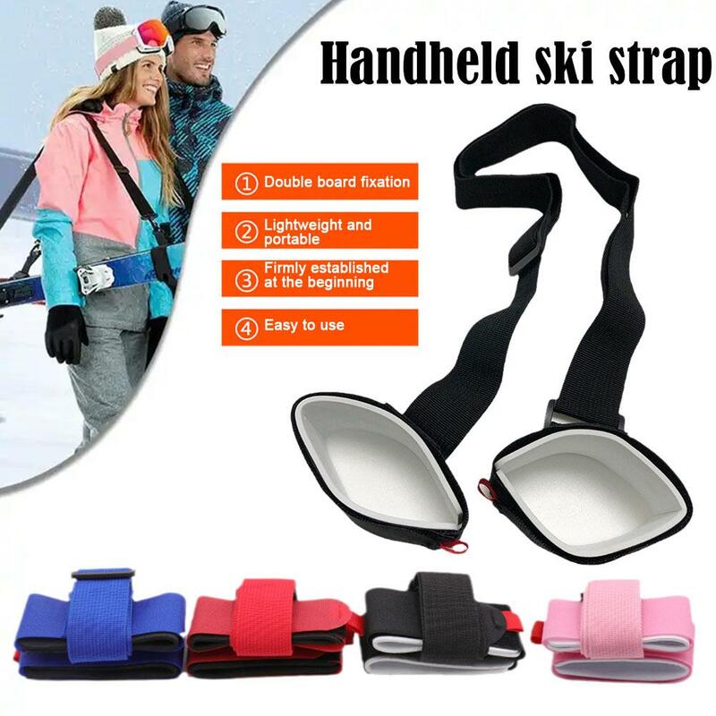 Ski Pole Shoulder Hand Carrier, Lash Handle, Correias ajustáveis, Loop de gancho protetor, Nylon preto, D 9C2