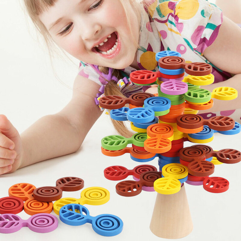 Kid Tree Stapelblokken Speelgoed Houten Bouwstenen Kleurrijke Balans Spel Speelgoed Vroeg Educatief Speelgoed Cadeau Voor Kinderen