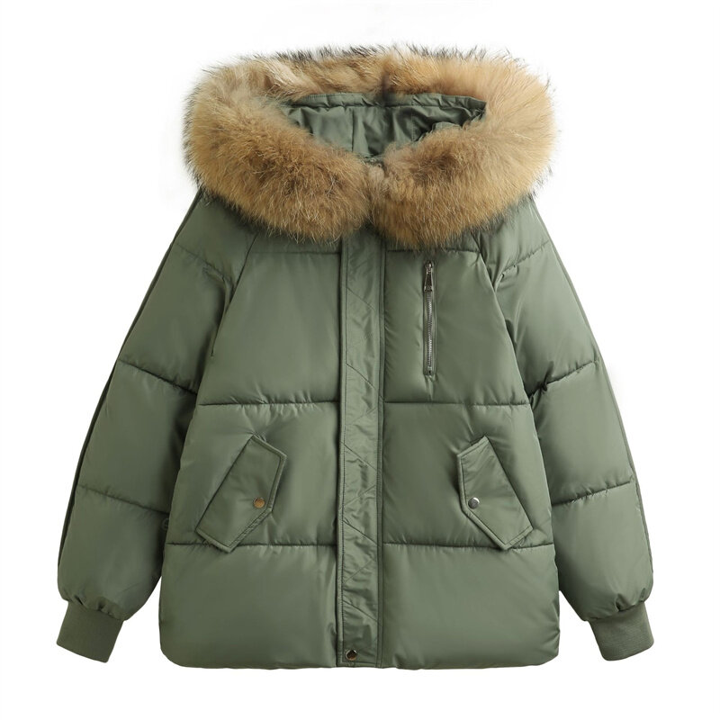 Parka solta com capuz feminino, casaco de algodão, sobretudo estilo coreano, casaco quente grosso, roupas femininas, novo, outono e inverno
