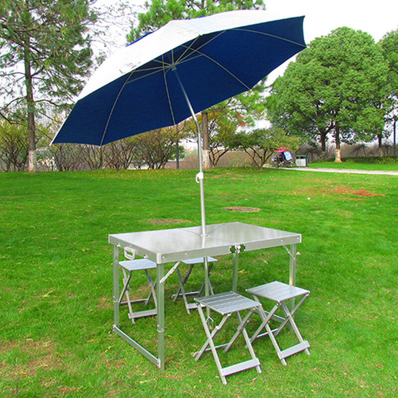 Nowy składany stół na zewnątrz i 4 zestaw mebli z krzesłami ze stopu aluminium przenośny grill Chaises piknik stoły samochodowe meble podświetlane ogród 의 자
