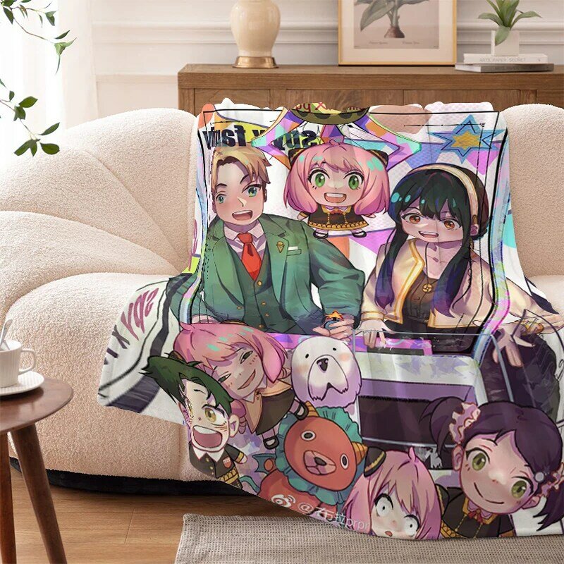 Anime Bed Blanket Sofa S-spyscine family Digital Print Warm Winter Fleece Camping Nap flanella Fluffy Soft coperte biancheria da letto in microfibra