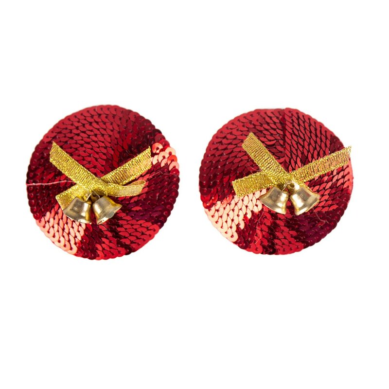 Stiker payudara tema Natal, 2 buah dengan desain elemen Natal cocok untuk Karnaval bola