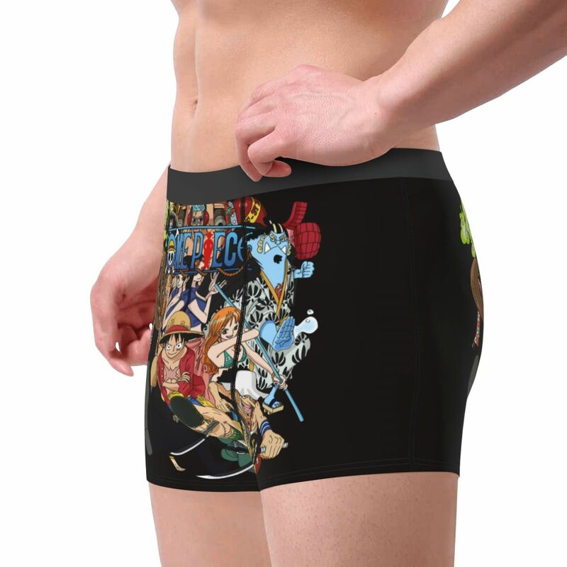 Best One Collage Collection Poster Man's Boxer Briefs Luffy Highly Breathable Underpants Top Quality Print Shorts Birthday Gifts