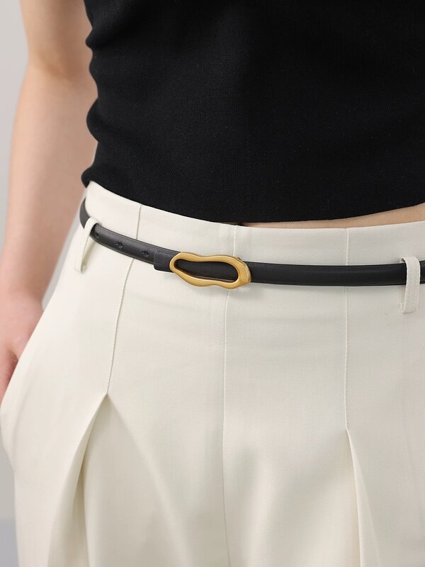 Cinturón de diseñador dorado Retro para mujer, hebilla de Metal de alta calidad, vestido femenino a juego, Jeans, pretina ajustable, cuero genuino