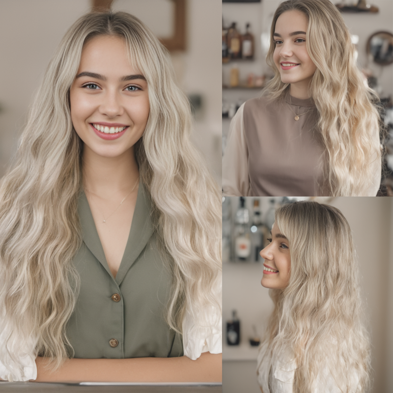 SNQP-Peluca de cabello rizado para mujer, Pelo Largo con flequillo, color gris, 80cm, 2024