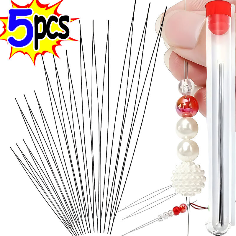 5pcs Beading Needles Seed Beads Needles Big Eye DIY Beaded Collapsible Beading Pins Open Needles for Jewelry Making Tools