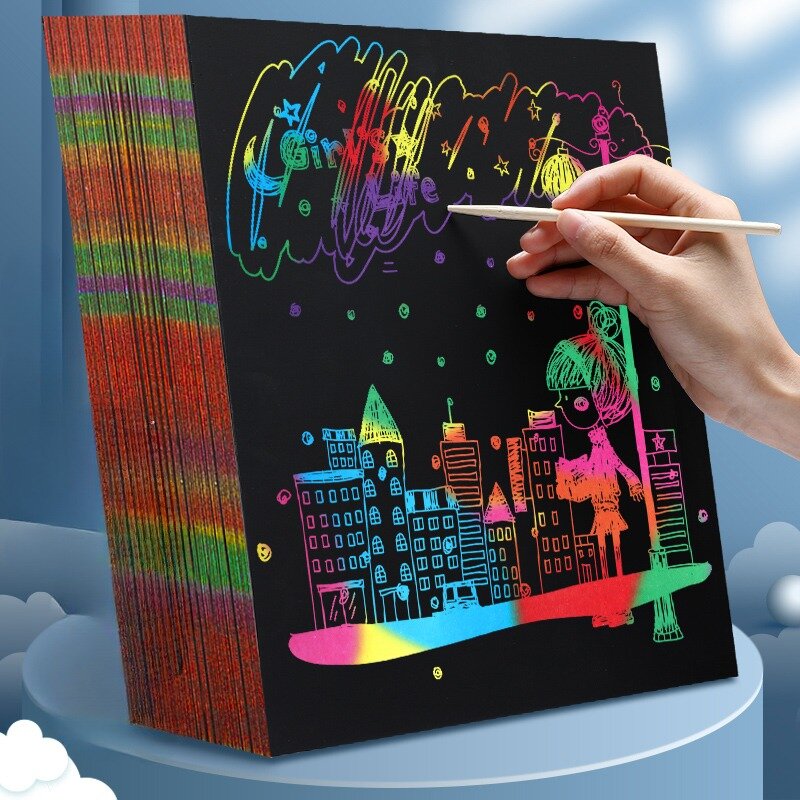 50 Blatt verdicktes Kratz papier Set a4/16k Farbe Graffiti Papier Kinder handgemachte Kunst kreative Zeichnung Kunst Zeichnung Lieferungen