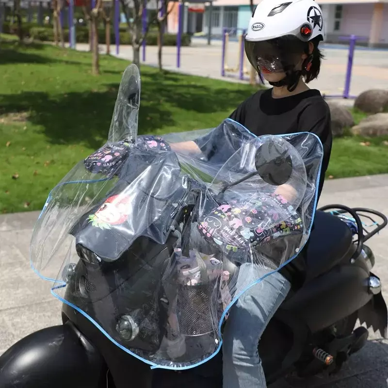 New PVC Electric Motorcycle Rainproof Cover Electric Bike Front Windshield Waterproof Gloves Motorcycle Cover Moto Acessorios