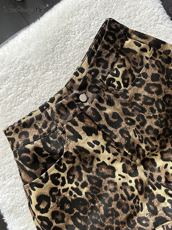 سروال قصير مطبوع على شكل جلد الفهد ، خصر منخفض ، ساق واسعة ، خصر منخفض ، موضة ، صيف ، من من من من من من.