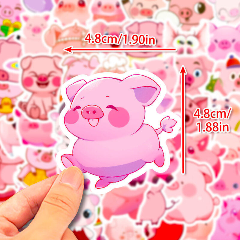50Pcs Pink Cute Pig Series Graffiti Stickers Suitable for Laptop Helmet Desktop Decoration DIY Sticker Toy