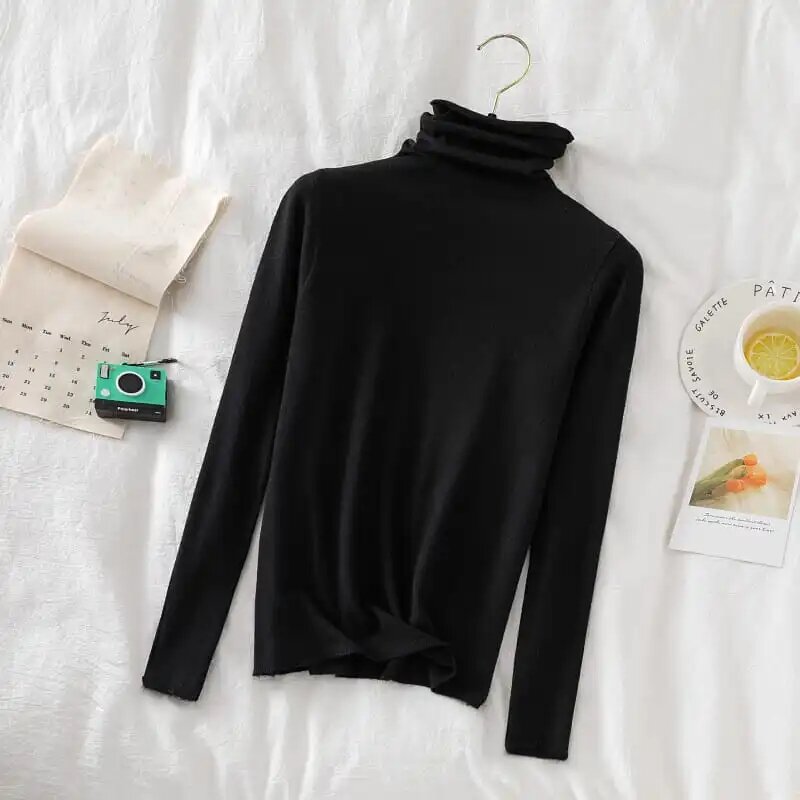 Women's Clothing Knitted bottom sweater for women long sleeves for autumn winter 2023 new slim fitting comfortable top Pullovers