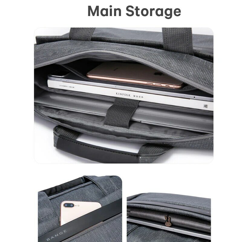 BANGE Business Classic Men's Shoulder Bag Work Handbags Men Briefcase Women 15.6 inch Laptop Bags Lightweight Messenger Bag