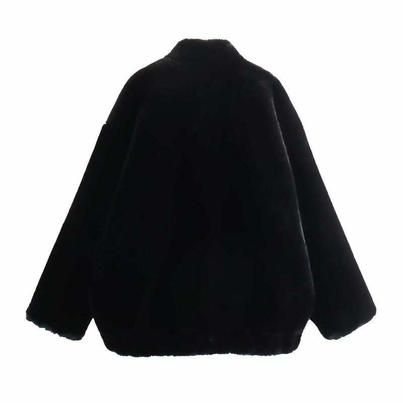 여성용 인조 모피 효과 따뜻한 플라잉 재킷 코트, 빈티지 긴팔 단추 업 여성 아우터, 시크한 오버셔츠, 새로운 패션