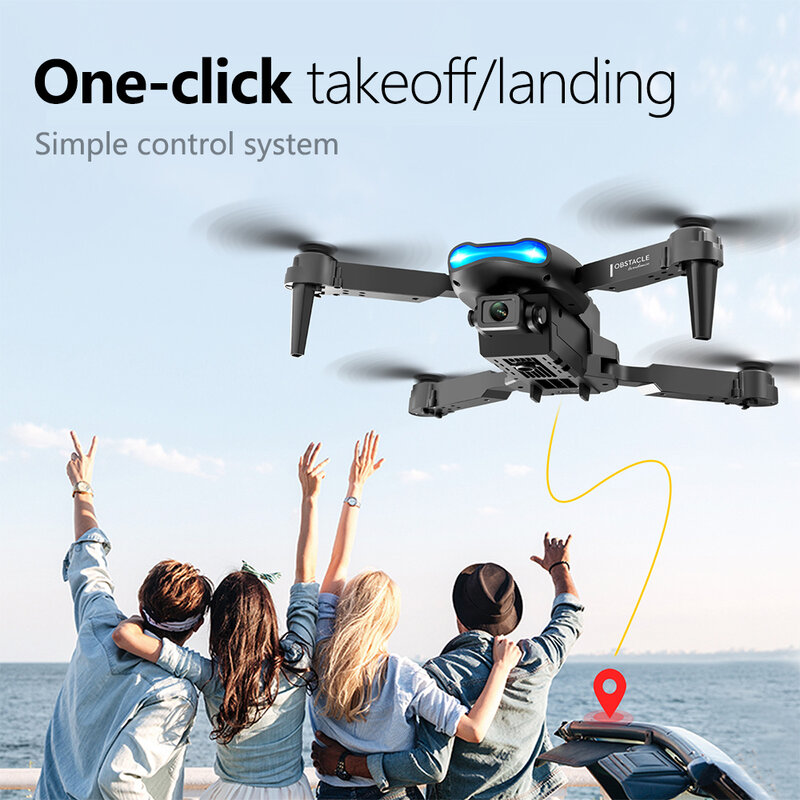 Drone E99 UAV lipat MINI Satu klik, helikopter mainan Quadcopter fotografi udara WIFI Remote Control lipat berputar 360 derajat