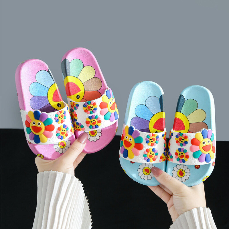 Summer Children's Slippers Flower Pattern Non-slip Breathable Cute Cartoon Boys Girls Comfortable Soft Home Slippers Shoes Kids