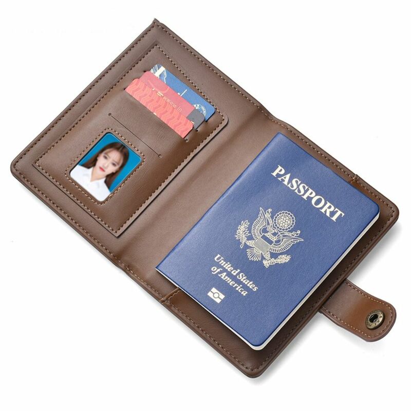 Funda de pasaporte de cuero Pu para hombre y mujer, funda de pasaporte delgada, funda de tarjeta sólida, accesorios de Viaje Unisex, nueva moda