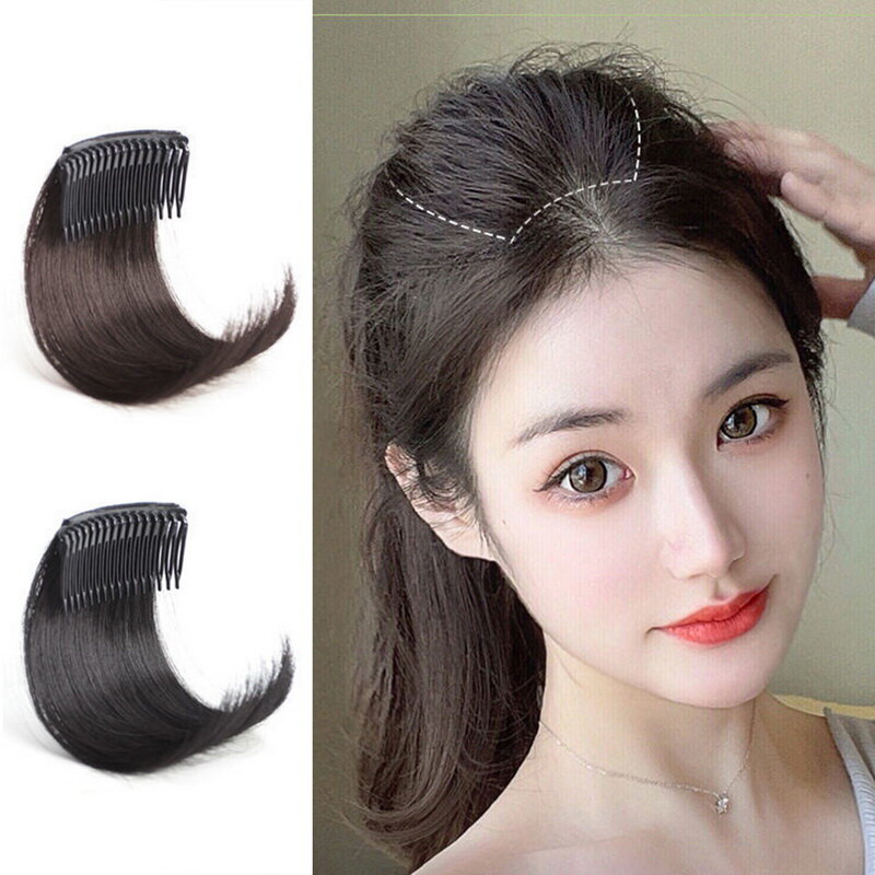 Invisible Fluffy Hair Pads Clip In Hair Piece Synthetic Straight Hairpiece Women Natural Hair Extensions Lining Top Side Cover