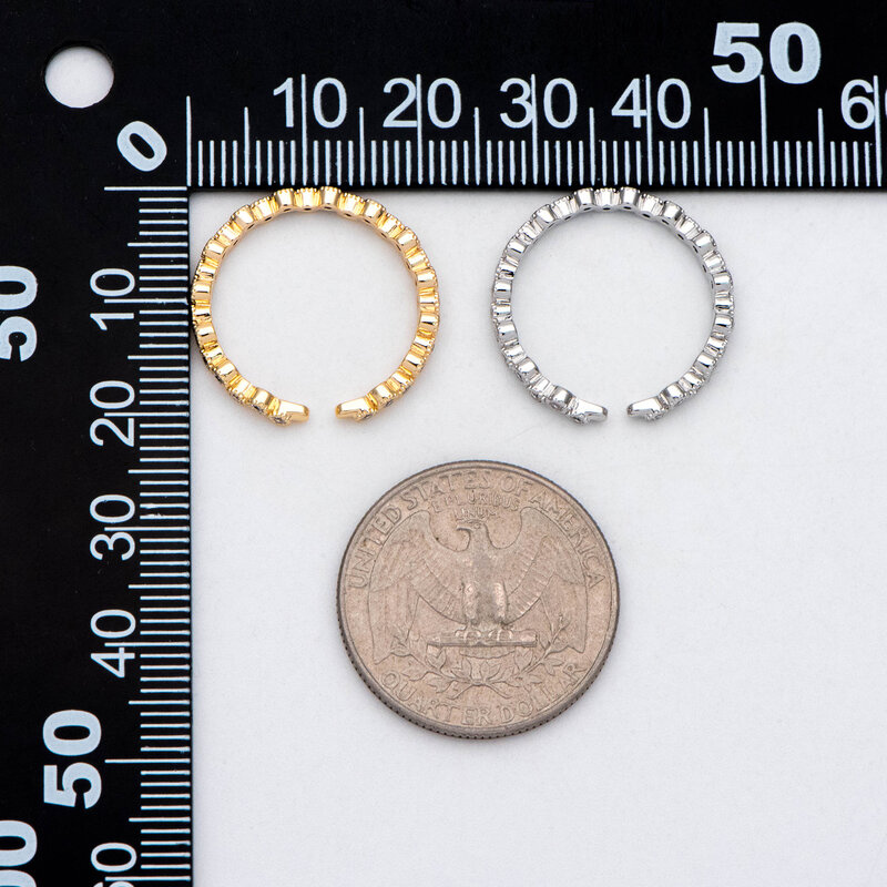 Anillo de dedo pavimentado de 4 piezas CZ, Latón chapado en oro/rodio, regalo para ella, anillo apilable, anillo minimalista (# GB-2793)