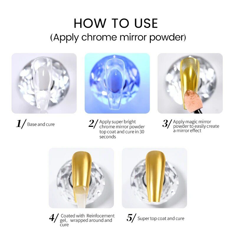 BORN PRETTY 10ml CHROME-MIRROR TOP COAT Transparent Nail Gel Crystal Bright Safe and NON-TOXIC Soak Off UV LED Functional Gel
