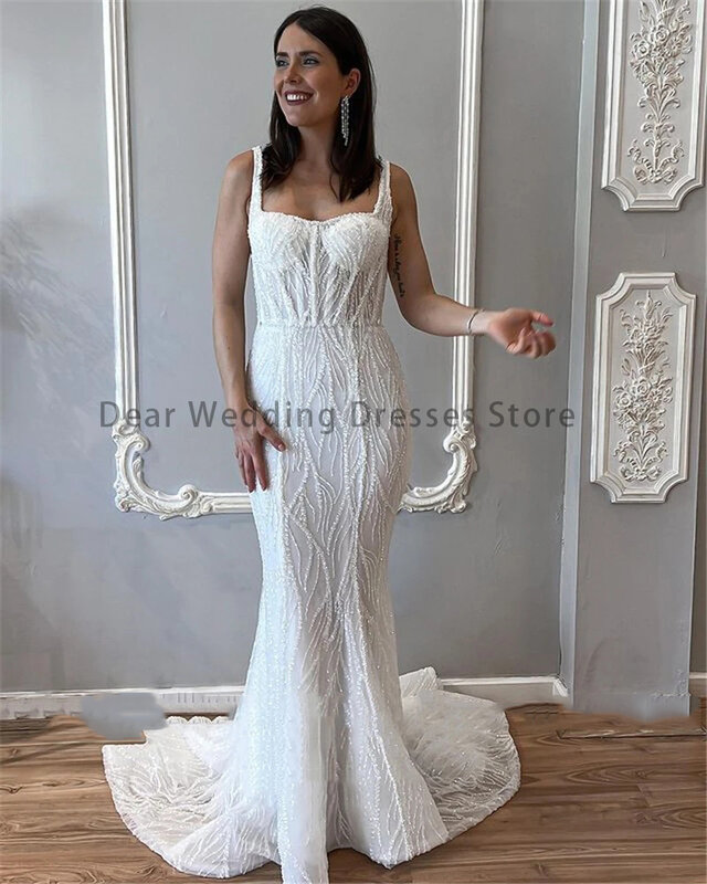 Женское блестящее свадебное платье, изящное платье невесты со съемным шлейфом, без бретелек, модель 2023