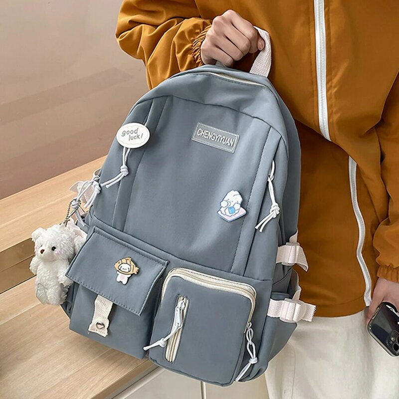 Women Backpack Campus Teenage High School Rucksack Fashion Large Capacity Nylon Student Schoolbag Travel Shoulder Bag 2023