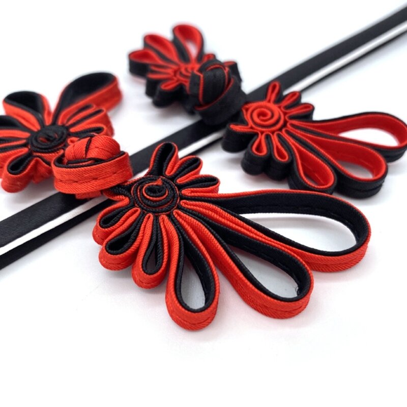 Botões chineses fecho nó prendedor costura flor forma botão roupas diy