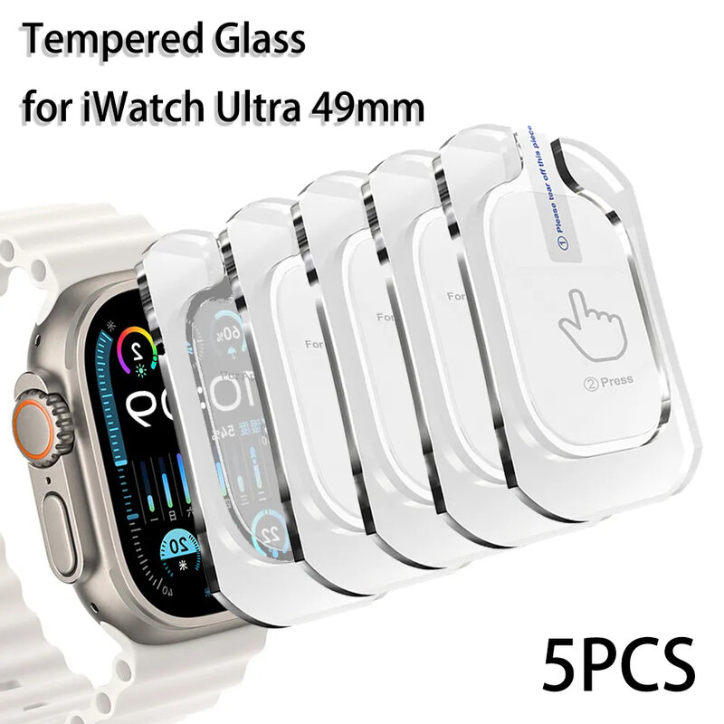Kaca Tempered untuk Apple Watch Ultra 2 49mm, pelindung layar antigores untuk iWatch Ultra detik Film pelindung instalasi