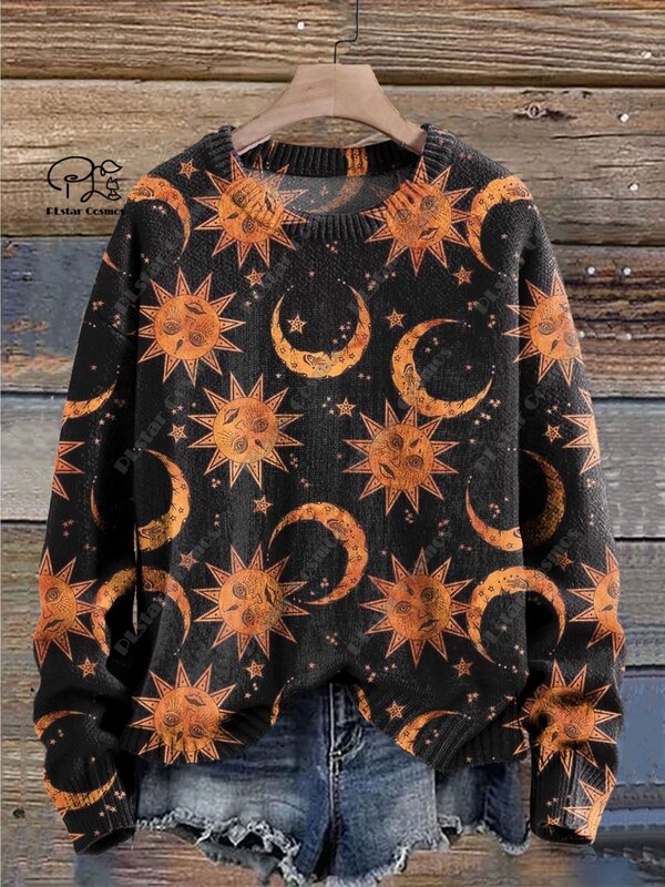 PLstar Cosmos-suéter con estampado 3D retro Para hombre y mujer, jersey con estampado geométrico degradado, estilo informal, unisex, f-1