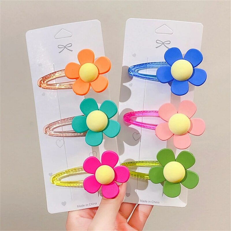 Candy Color Flowers Shape Hairpin Colorful Sweet Hair Clips For Cute Girls BB Handmade Barrettes Headwear Kids Hair Accessories