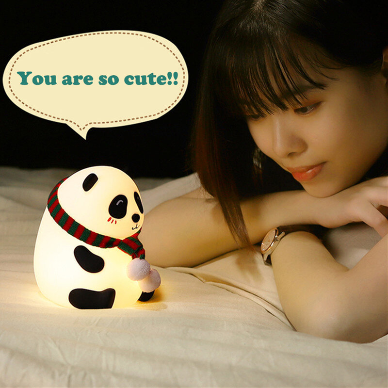 Lámpara LED de silicona con diseño de Panda para niños, luz nocturna cambiable de Color para decoración de dormitorio, regalo de vacaciones