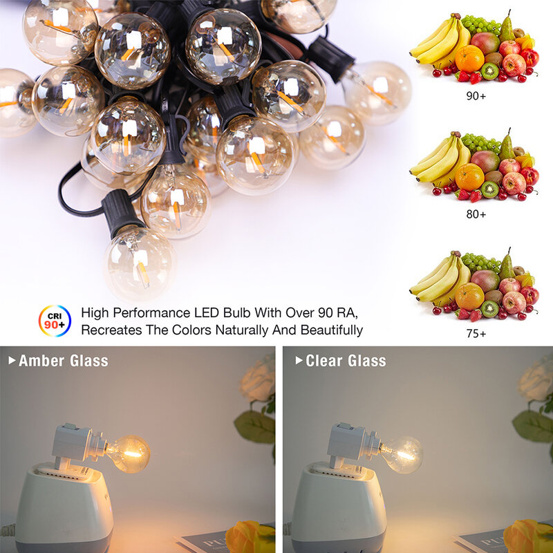 Ampoules LED de rechange G40, 220V, 1W, 25 pièces, globe ambre compatible avec E12 ou C7 ci-après, douille à vis pour fil de lumière