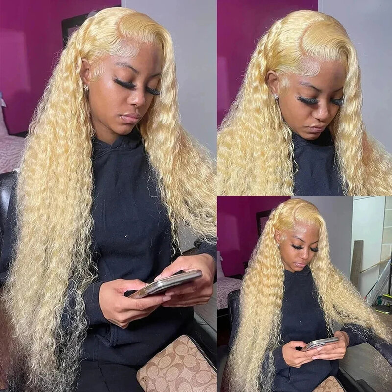 30 38 Inch Honey Blonde 613 Deep Wave 13x6 Hd Lace Frontal Wig Brazilian Transparent Lace Front Color Water Curly Wig Human Hair