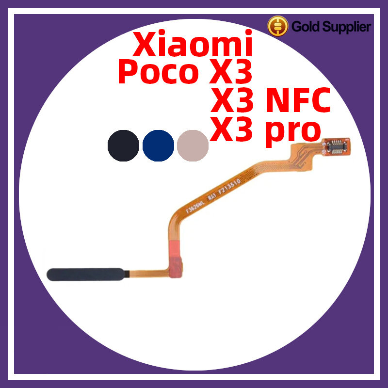Sensor de impressão digital para Xiaomi, Touch ID Conectar Placa Mãe, Botão Home, Cabo Flex, Original, Xiaomi Poco X3 NFC X3 Pro