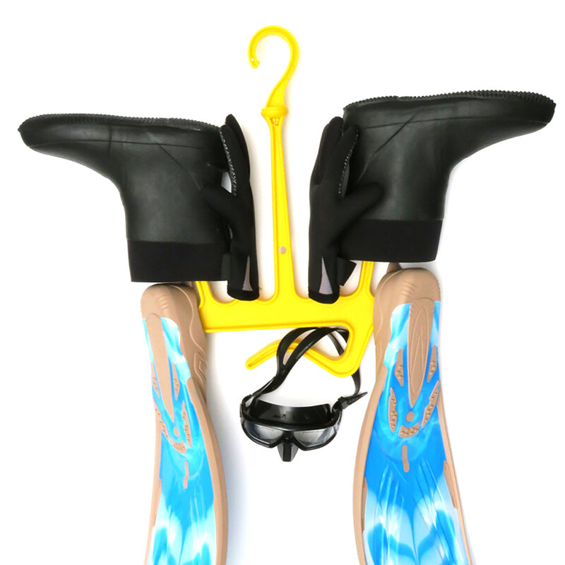 Colgador de buceo de plástico para traje de baño, botas de secado, aletas de tubo de respiración, perchas de secado de drenaje, viajes, deportes acuáticos, azul