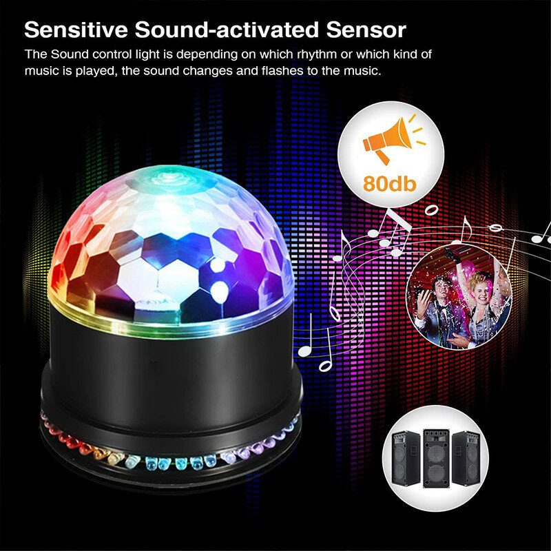 Sound Activated Rotating Disco Ball Party Lights 3W RGB LED Stage Lights Laser Projector Light For Christmas Wedding Festival