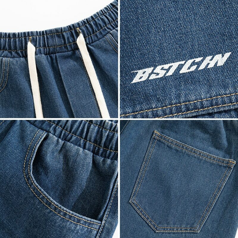 Hanlu-Calças jeans largas masculinas, jeans vintage com patchwork, streetwear hip-hop, calças coreanas grandes, Y2K, 2022