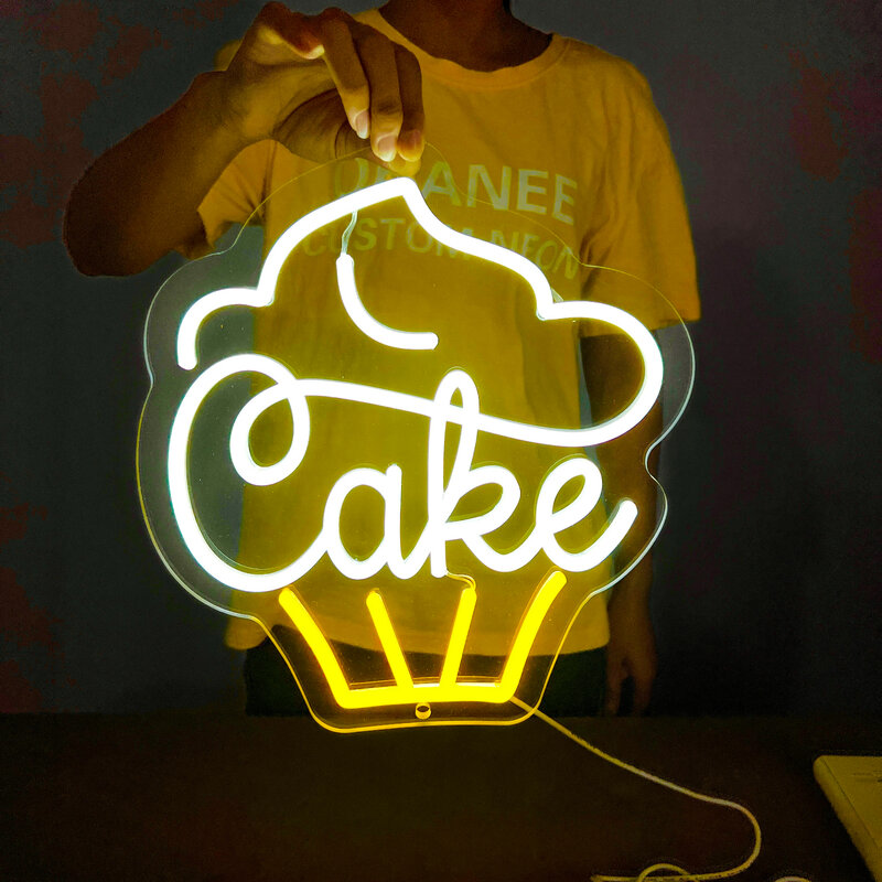 هوت دوج نيون تسجيل فرايز همبرغر بيتزا كعكة الكعك LED إضاءة نيون مصابيح USB حفلة مطعم متجر Kawaii غرفة ديكور