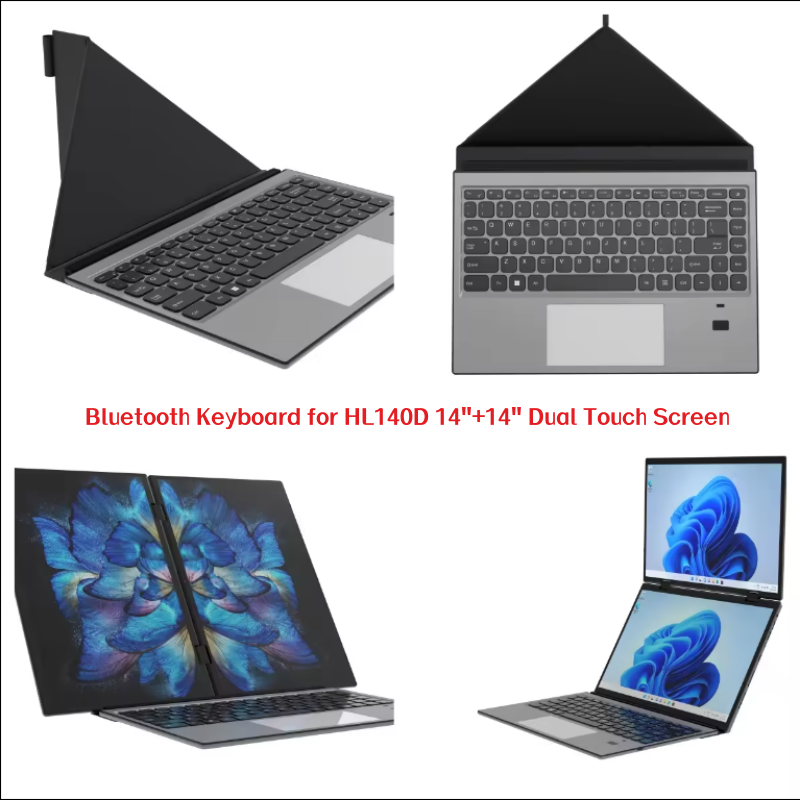 2024 New Dual Display Business Laptop Dual 14 inch Touch 2in1 Intel N95 12th DDR4 16GB 32GB Double Full Touch Screen Laptop