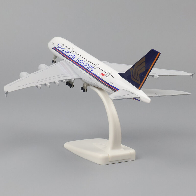نموذج طائرة مصنوع من السبائك المعدنية للأولاد ، ألعاب محاكاة الطيران ، الخطوط الجوية السنغافورية A380 ، 20 سنتيمتر ، 1:400