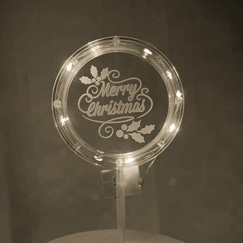 Lampu Led dekorasi Natal, 10/30 buah Led memanggang kue malam bentuk bulat bercahaya lampu akrilik Plug-In Cupcake berkedip pesta lampu dekorasi Natal