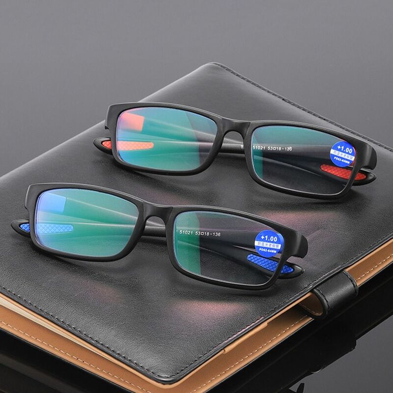 Kacamata Baca ผู้ชายกีฬาสำหรับผู้หญิง Anti-Blue Light แว่นตาสีดำสีแดง TR90กรอบแว่นตา Presbyopia + 100ถึง + 400แว่นตา