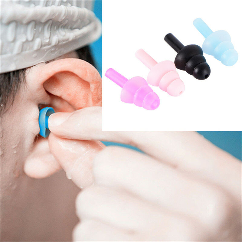 4pcs Silicone Waterproof Swimming Ear Plugs Earplugs Ear Protector Noise Reduction Protective Earmuffs 28*11mm