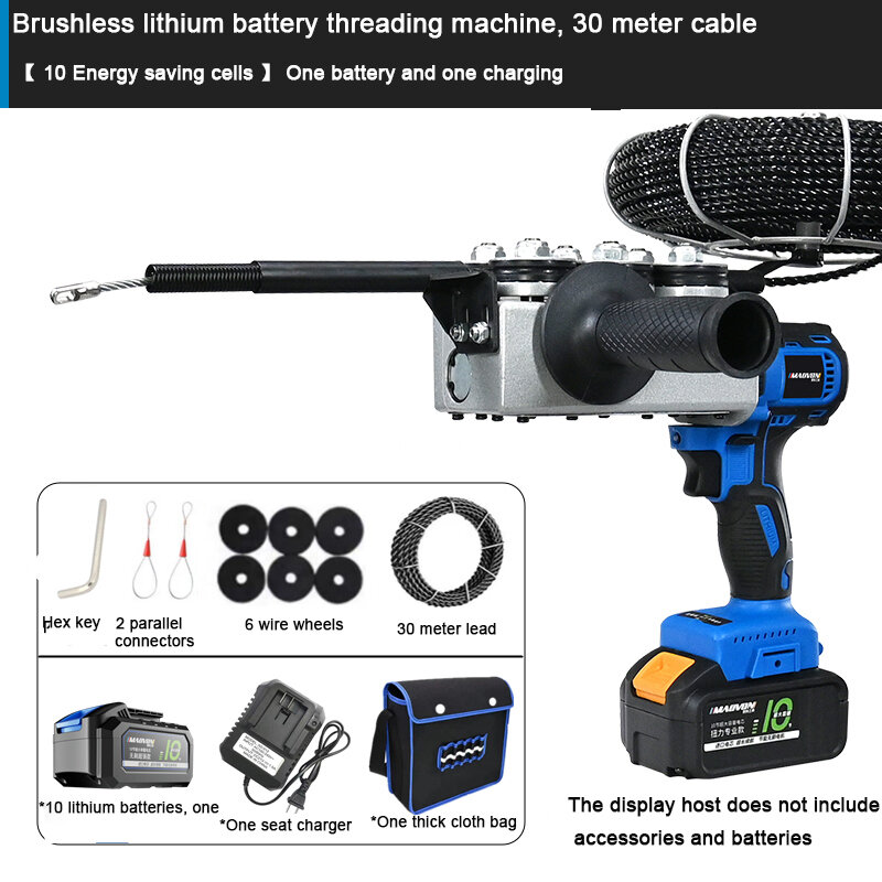 Machine à corder à batterie au lithium multifonction, entièrement automatique, ligne noire électrique, ligne de nervure, outils de guidage de fil, batterie au lithium th