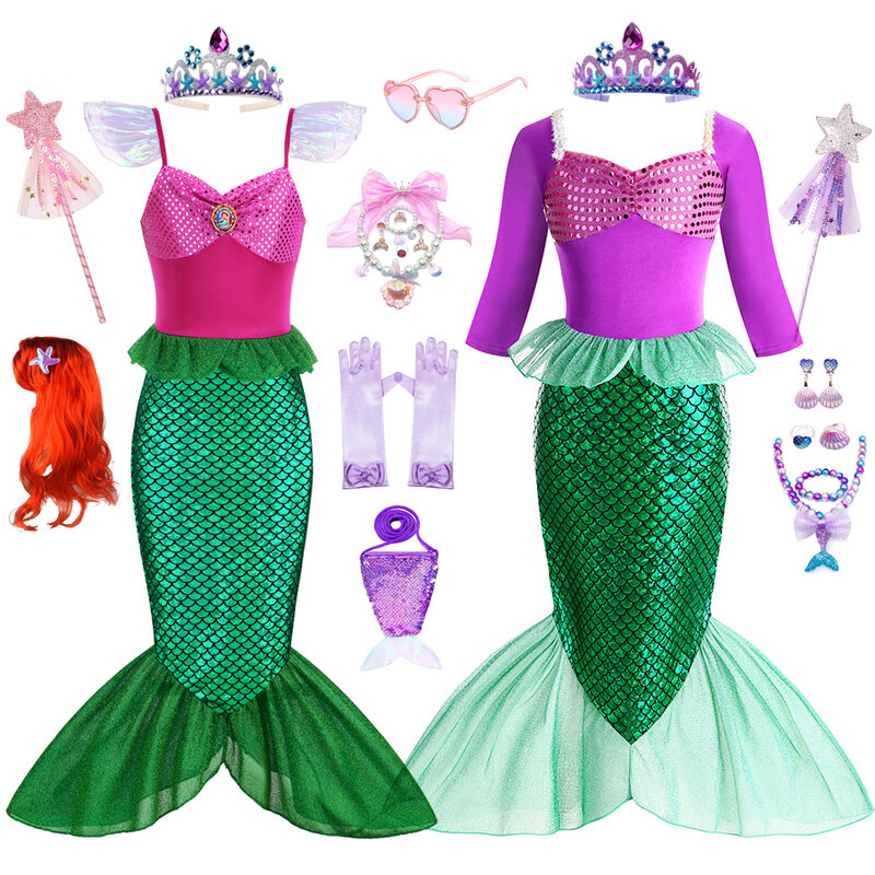 Disfraz de sirena para niños, vestido de princesa para Halloween, carnaval, fiesta de cumpleaños, ropa de bebé, traje de fantasía de Navidad