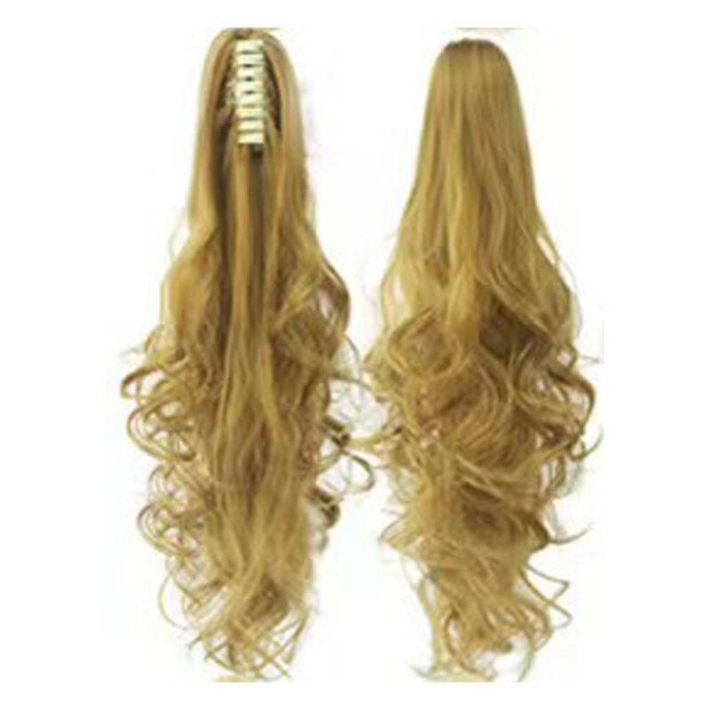 Peruca de rabo de cavalo para mulheres, cabelo ondulado longo, fácil de usar, moda natural, longo, 18 24"